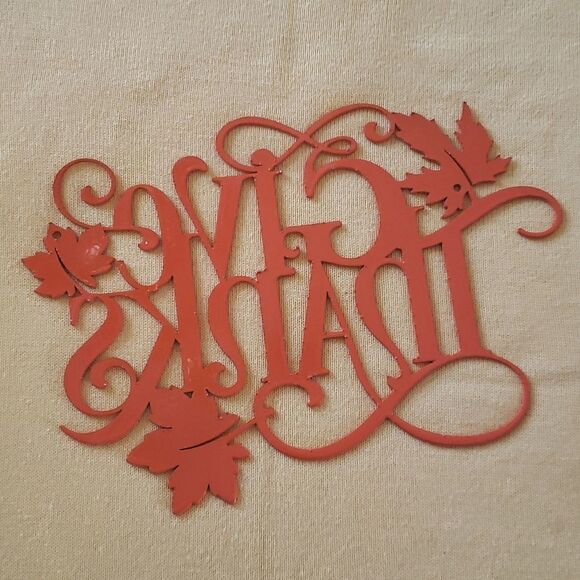 Orange "Give Thanks" Metal Wall Decor - Picture 3 of 4